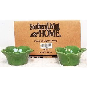 Southern Living Home Petals of Light Green Candle Holder Tea Light Votive Cerami
